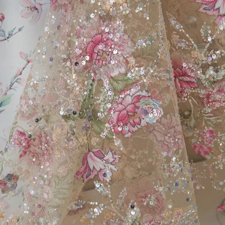 1M 120Cm Wide Luxury Beaded La - đánh giá và giá Sewing Embroidery Fabric