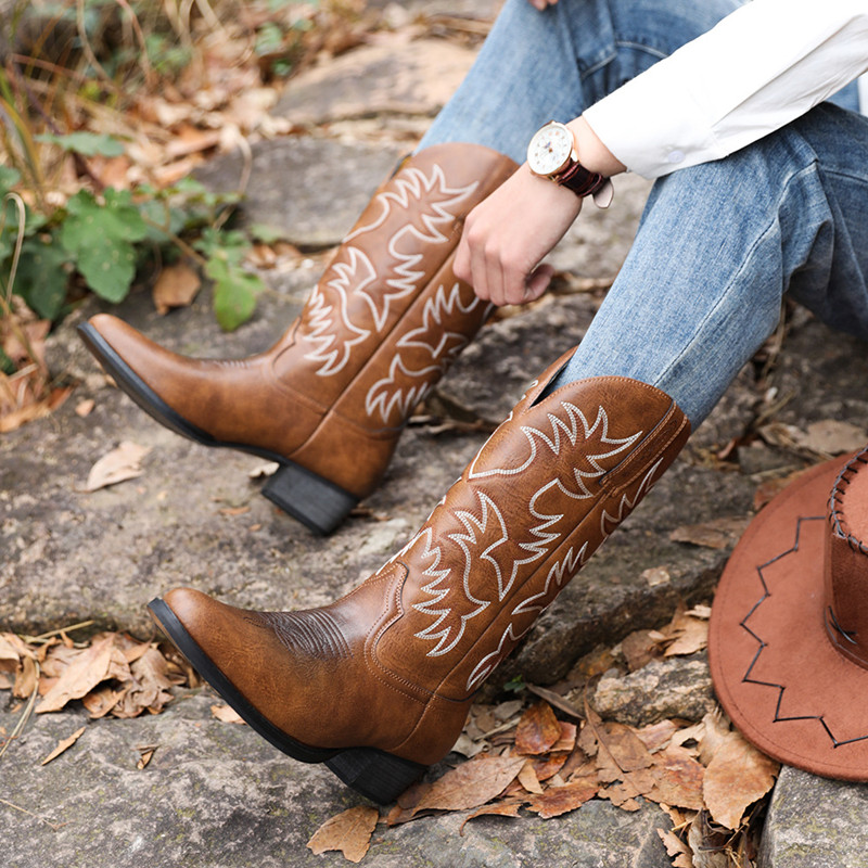 New Men Handmade Cowboy Boots  - đánh giá và giá Sewing Embroidery Fabric