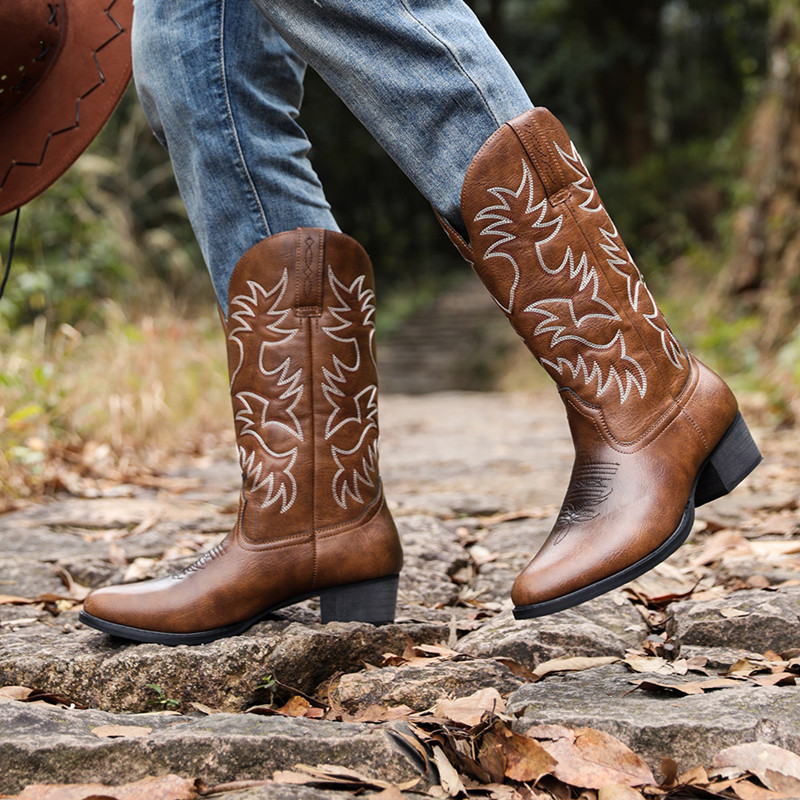 New Men Handmade Cowboy Boots  - đánh giá và giá Sewing Embroidery Fabric
